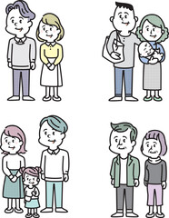 いろいろな世代の家族のイラスト
