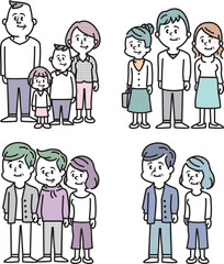 いろいろな世代の家族のイラスト