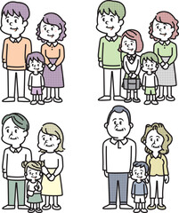 いろいろな世代の家族のイラスト