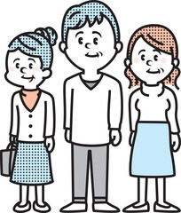 3人家族のイラスト