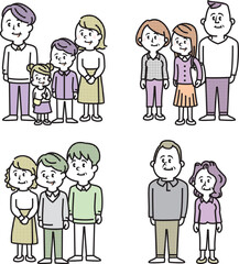 いろいろな世代の家族のイラスト