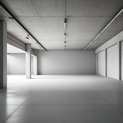 Empty room office space building with cement material structure
