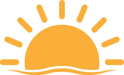 A half sun is setting downwards icon sunset concept for graphic design, logo, web site, social...