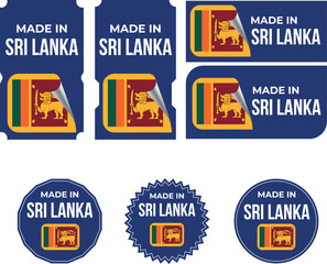 Made in Sri Lanka. Sri Lanka flag, Tag, Seal, Stamp, Flag, Icon vector