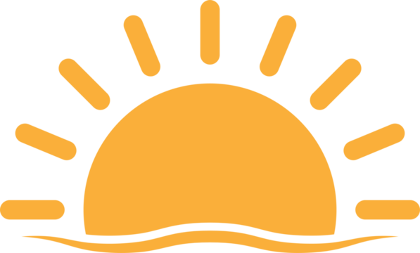 A half sun is setting downwards icon sunset concept for graphic design, logo, web site, social media, mobile app, ui illustration