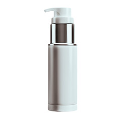 A mockup skincare bottle with silver accents 