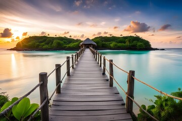 Obraz premium View of wooden bridge
