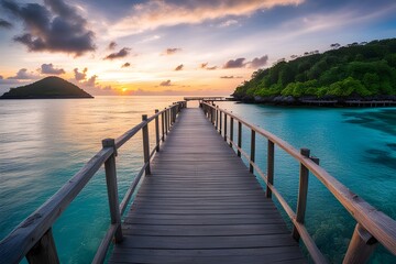 Obraz premium View of wooden bridge