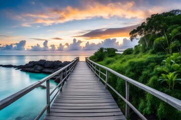 Obraz premium View of wooden bridge