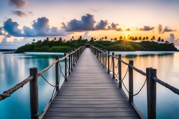 Fototapeta premium View of wooden bridge