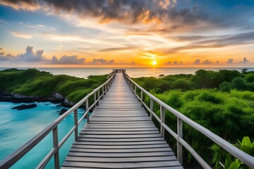 Obraz premium View of wooden bridge