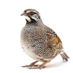Common quail (Coturnix coturnix) isolated on white background 