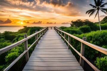 Fototapeta premium View of wooden bridge
