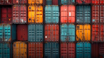 Fototapeta premium Container There is a lot of overlapping. creating a unique perspective image Amidst the chaos in the transport yard Beauty in everyday objects and find inspiration in the styles of city life.