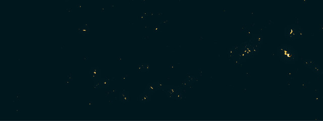 Luxury gold sparkle confetti glitter and zigzag ribbon falling down on blue background. Vector illustration. Festive overlay, happy new year holiday concept background.