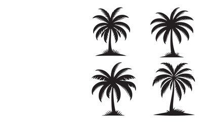 Silhouette Palm tree set art illustration