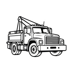 tow truck vector line filled illustration 