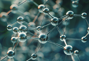 A close up of a molecular structure with many small spheres on it
