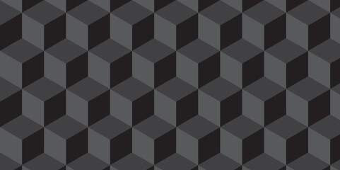 	
Seamless abstract black and gray stripe rectangles hexagon type cube geometric pattern. modern square diamond mosaic pattern. retro ornament grid tiles and wallpaper used for background.