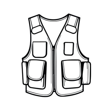 black and white fishing vest clip art preview