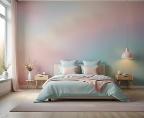 8. Bedroom Interior with Inviting Bed, Soft Pillows, and Elegant Furniture. 3D rendering