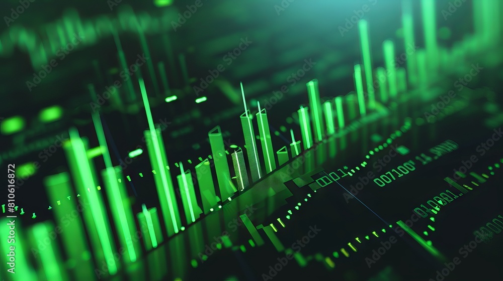 Poster ascending green candlesticks signal growth: a detailed analysis of cryptocurrency value increase ove