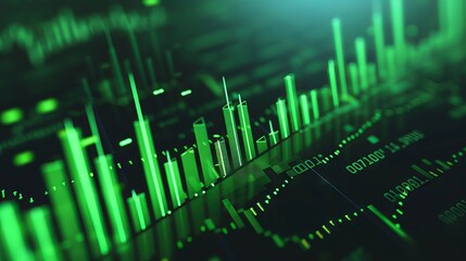 Ascending green candlesticks signal growth: a detailed analysis of cryptocurrency value increase over time with volume and interval data visualization
