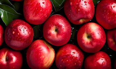 Top view of red apples background, Ai generated