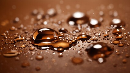 Realistic water droplets on brown background design wallpaper