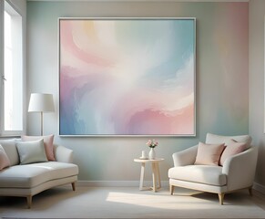 Cozy Living: Interior Design featuring a Comfortable Sofa in a Stylish Room. 3D rendering. pastel frame.