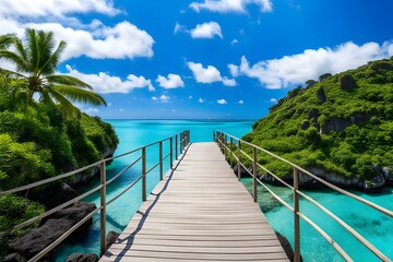 Obraz premium View of wooden bridge