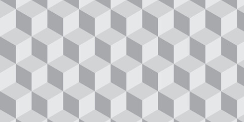 Seamless abstract white and gray stripe rectangles hexagon type cube geometric pattern. modern square diamond mosaic pattern. retro ornament grid tiles and wallpaper used for background.