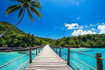 Obraz premium View of wooden bridge
