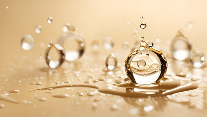 Realistic water droplets on cream color background design wallpaper