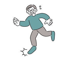 つまずくシニア男性のイラスト