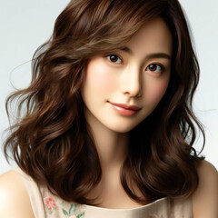 Naklejka premium ヘアモデル・ヘアカタログ・若い女性・ポートレート. AI generated.