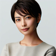 Fototapeta premium ヘアモデル・ヘアカタログ・若い女性・ポートレート. AI generated.