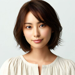 ヘアモデル・ヘアカタログ・若い女性・ポートレート. AI generated.