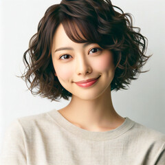 Fototapeta premium ヘアモデル・ヘアカタログ・若い女性・ポートレート. AI generated.