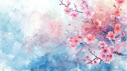 Petals in Pastel: Watercolor Cherry Blossom Bliss