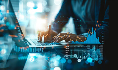 Businessman analyzing forex charts, financial graphs for stock market investing, currency exchange data analysis