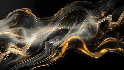 Highquality abstract 3D digital art showcasing swirling black and gold liquid ink. Concept Digital Art, Abstract Art, 3D Design, Liquid Ink, Black and Gold Color Palette