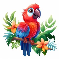Obraz premium Colorful Parrot Perched on Tree Branch