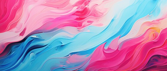 Fototapeta premium Abstract painting in pink, blue, and white
