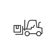 Forklift loader icon illustrating warehouse and logistics activities, such as lifting and handling of goods for shipping and storage. Perfect for topics related to industry. Vector illustration