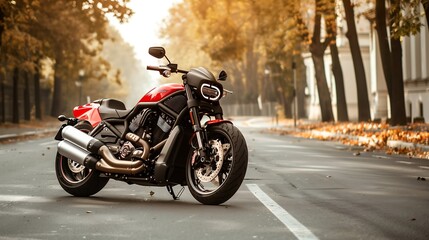 Red motorcycle on the road 