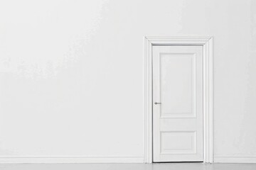 A Pristine White Door Opens into a Bright, Simplistic Space, Highlighting Modern Minimalism and Architectural Beauty in a Luxurious, Cleanly Designed Interior, Generative AI
