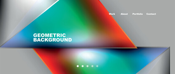 Flowing bright neon gradients geometric abstract background with triangles and lines. Fluid color pattern of color liquid gradient background for wallpaper, banner, background, card, landing page