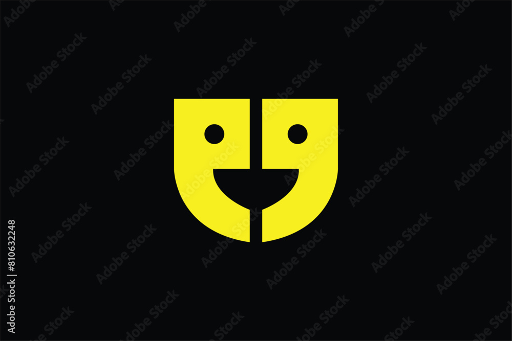 Wall mural smiling face icon, customer support icon logo, finance company logo, letter u company logo, icon, ha - Wall murals