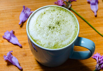 Homemade matcha latte or green tea latte 